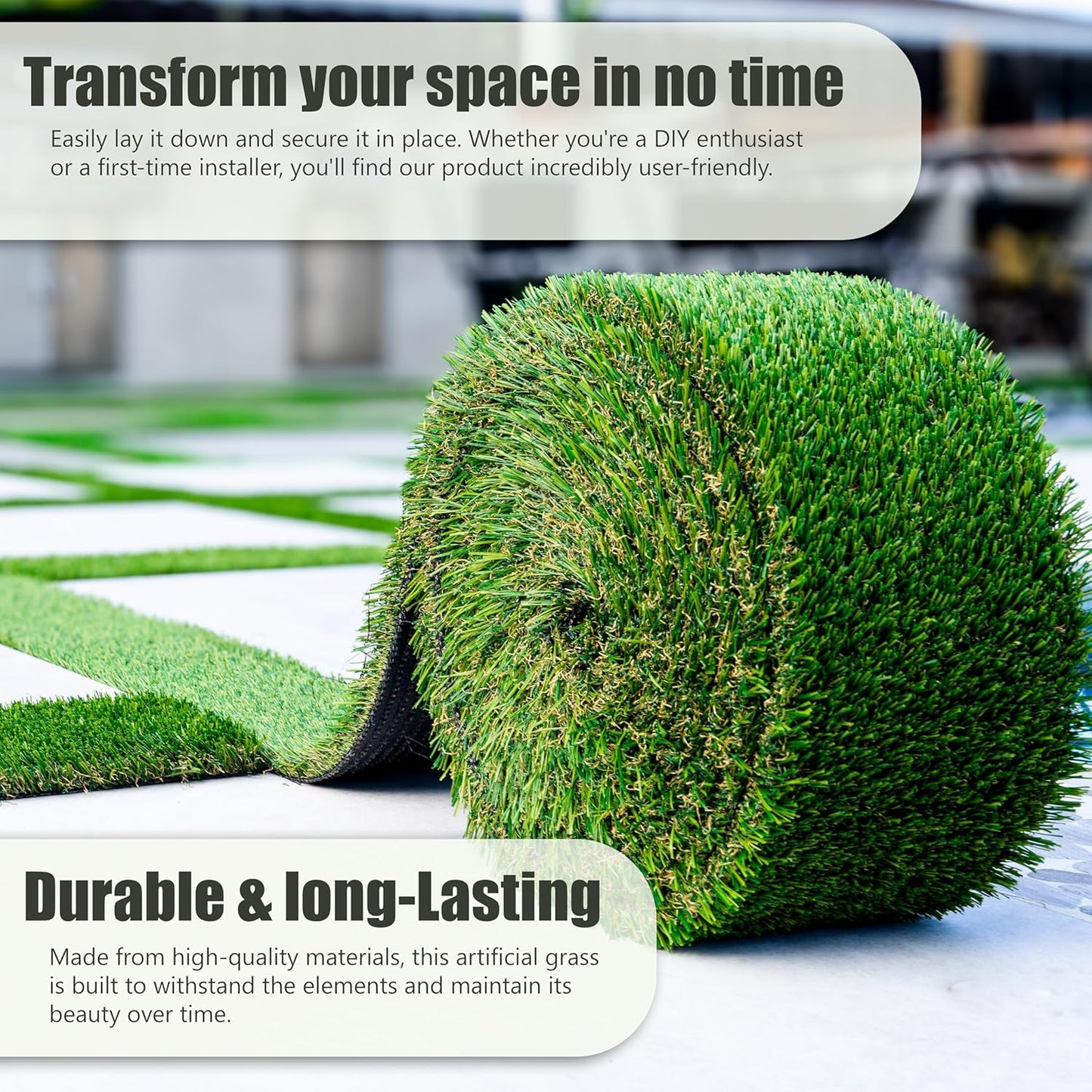 Artificial Grass Strip 6" x25' for Indoor/Outdoor Use-Realistic, 1" Thick Synthetic Turf for DIYers and Professionals, Pre-Cut Roll for Easy Installation and Creative Designs (6in x 25ft)