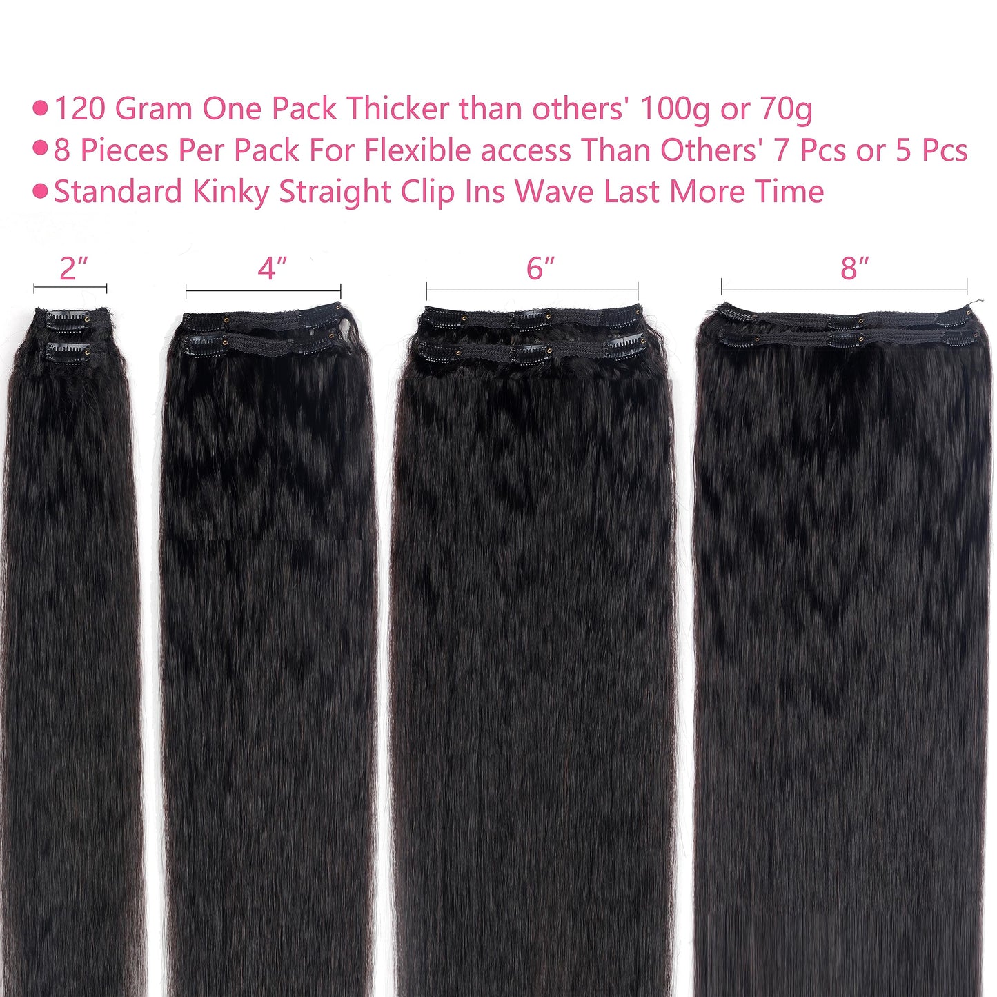 Mihugass Clip in Hair Extensions Real Human Hair Clip Ins 100% Unprocessed Brazilian Virgin Hair Clip Ins Kinky Straight Hair Cl