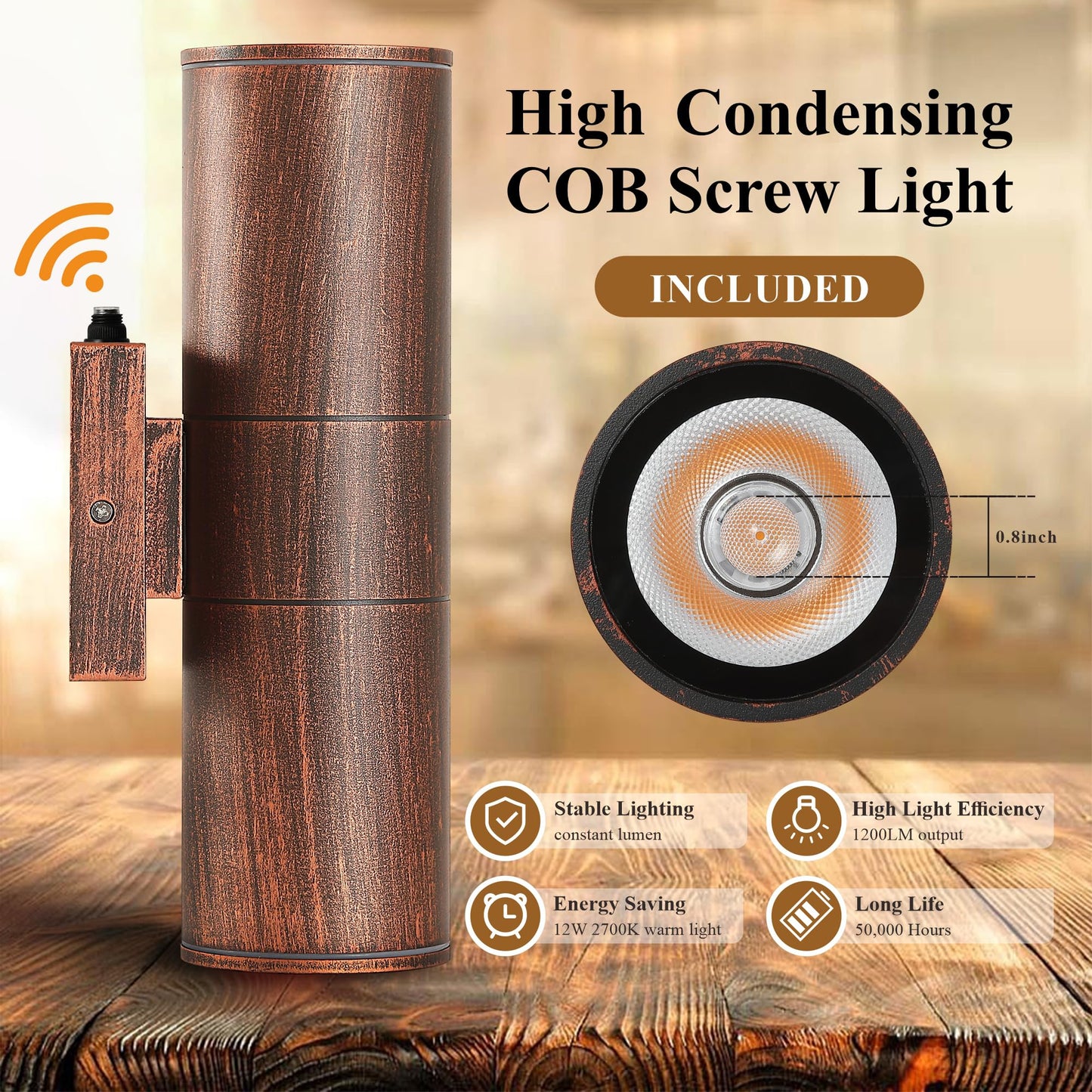 Dakaful Dusk To Dawn Outdoor Lighting Sensor Wall Lights 2Pack  12W 2700K Integrated Led Cylinder Up Down Lights Outdoor  Ip65 Waterproof Aluminum Wall Sconce Exterior Wall Light For Porch Patio Etc.