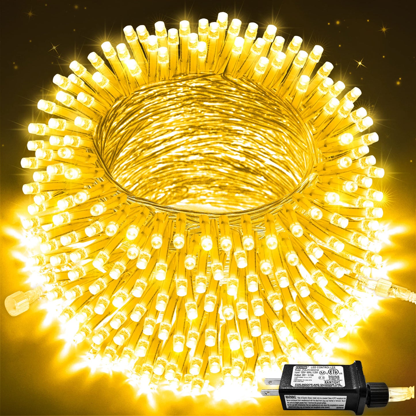 JMEXSUSS 250 LED Christmas String Lights, Warm White, 91.5ft, Indoor/Outdoor, Waterproof, 8 Modes, Plug-in Fairy Lights