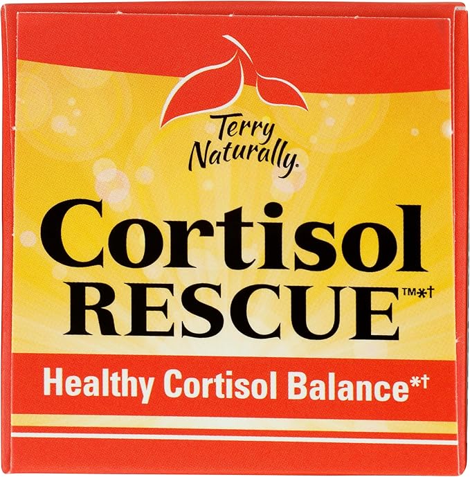 Terry Naturally Cortisol Rescue - Adrenal Health & Energy Support Supplement - Vitamin C & Riboflavin Formula - Vegan Supplement with Vitamin B12, Biotin & DHEA - 60 Capsules (60 Servings)