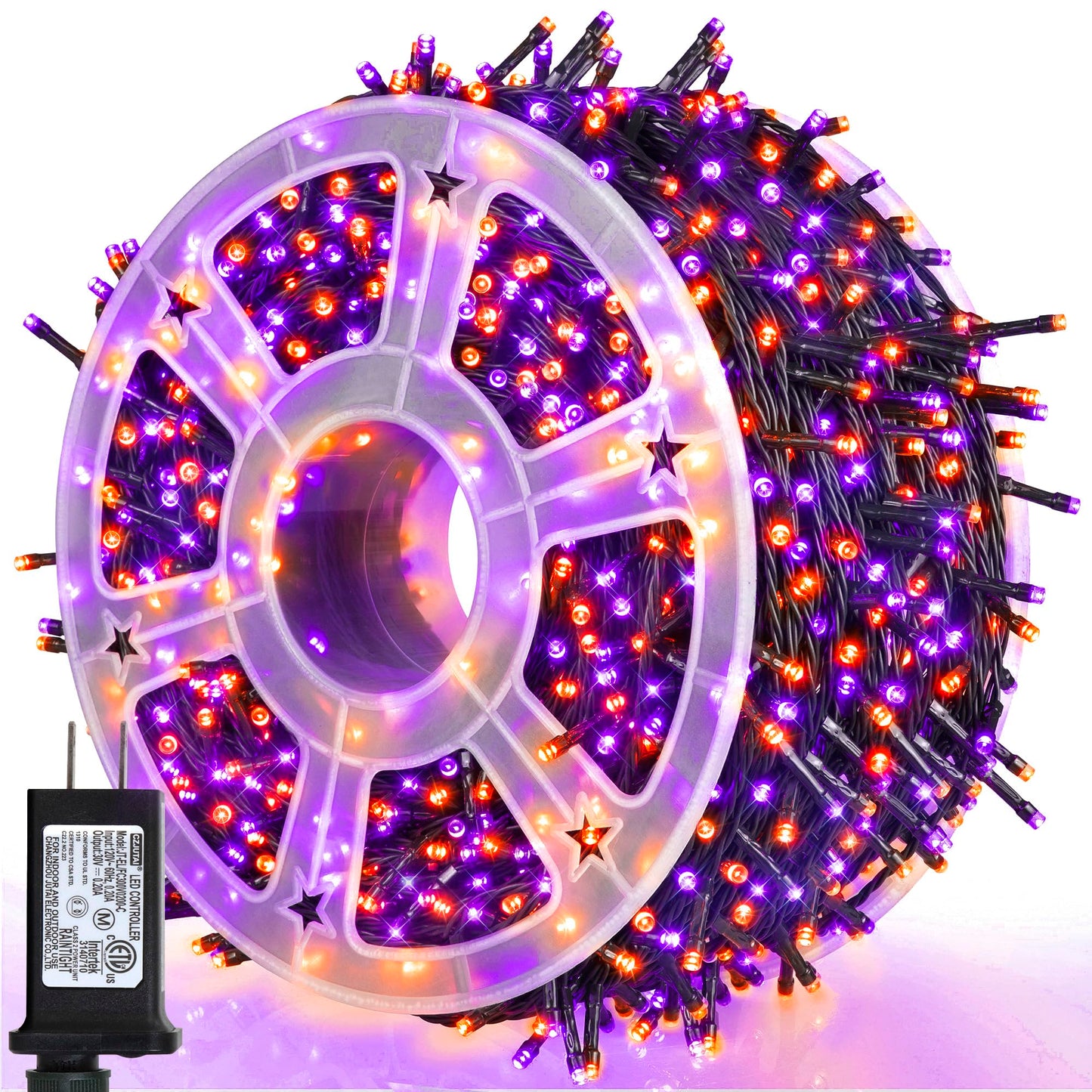 weillsnow 500 LED Halloween String Lights, 164FT, 8 Modes, Waterproof, Purple & Orange, Model HB-500COI