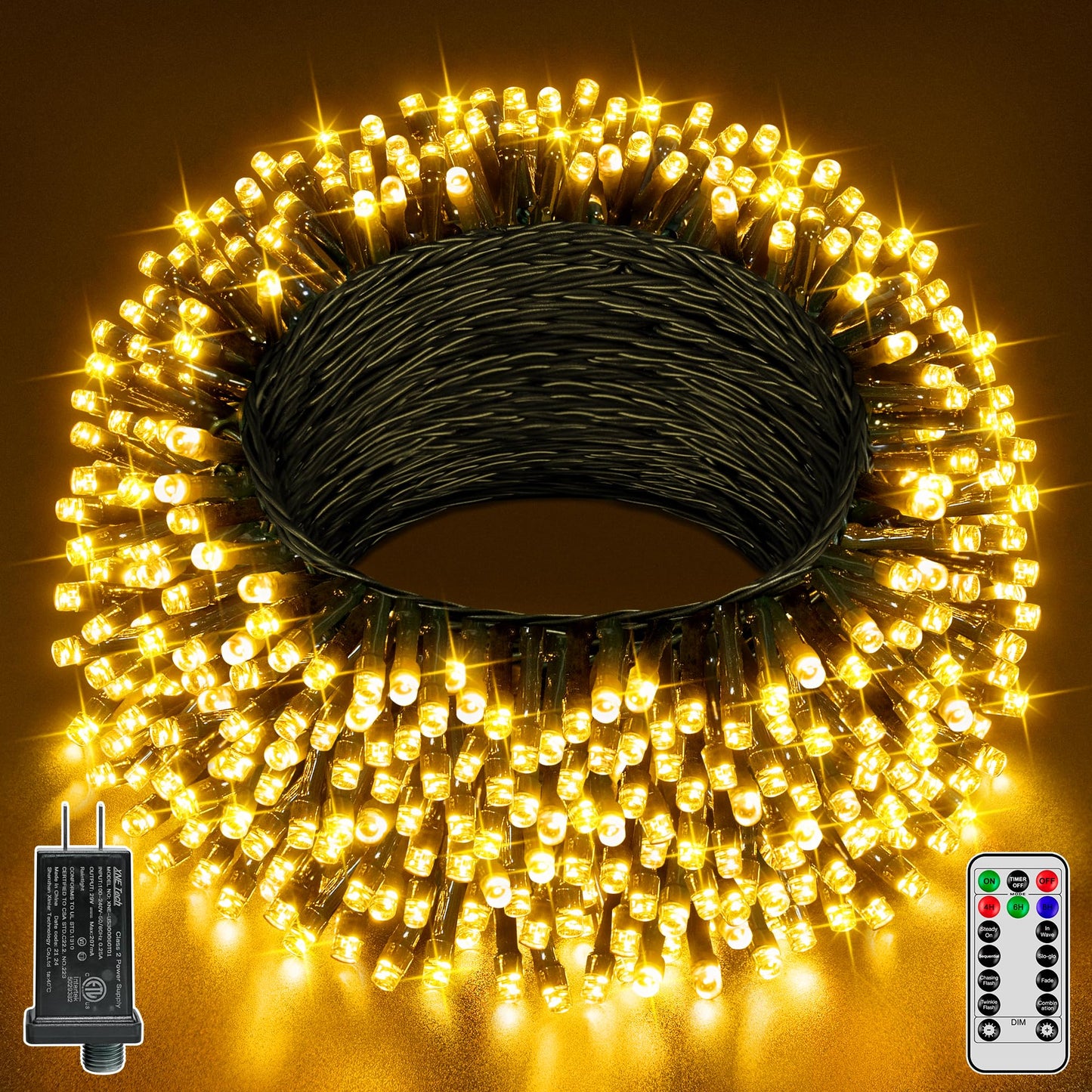Guhope Christmas Lights 66Ft 200 Led  Christmas Tree Light With 8 Lighting Modes  Outdoor Waterproof String Lights With Remote And Timer  Fairy Light For Holiday Decor (Warm White)