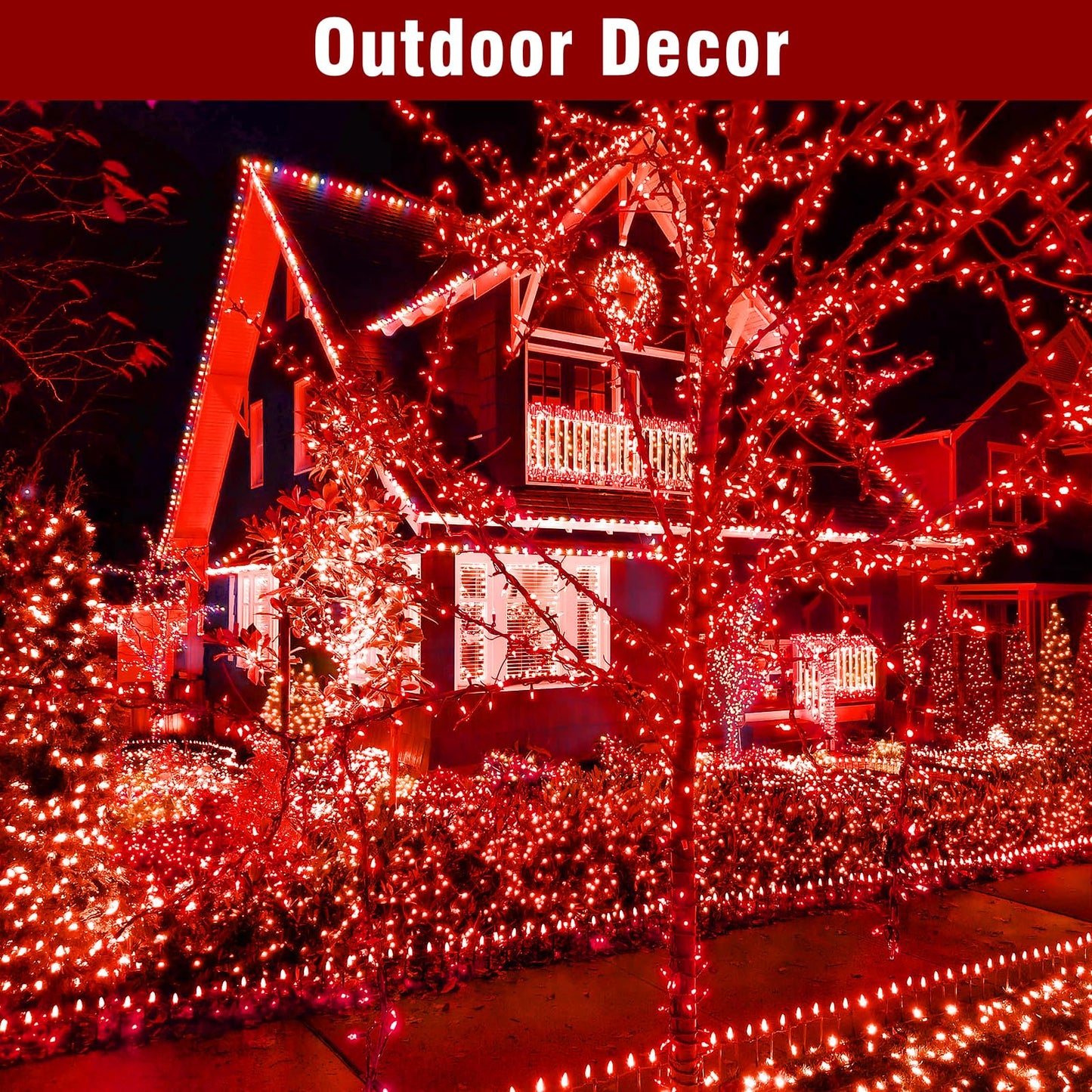 Nisocy 200 Led Red String Lights With Green Wire  Waterproof Christmas Tree Fairy Lights With 8 Modes  Indoor Outdoor Decorative Lighting For Holiday  Party  Garden  Patio(66Ft)