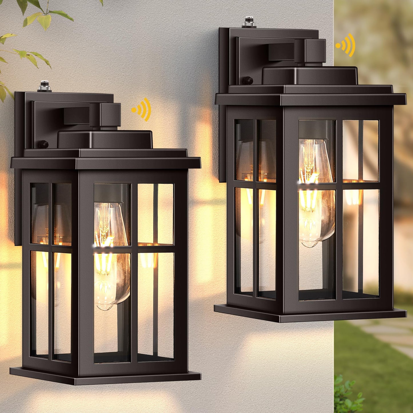 Opaxis Bronze Dusk To Dawn Outdoor Lighting  2 Pack Porch Lights  Outdoor Wall Lights With Tempered Glass  Light Fixture For House  Garden  Entryway  Doorway  Waterproof