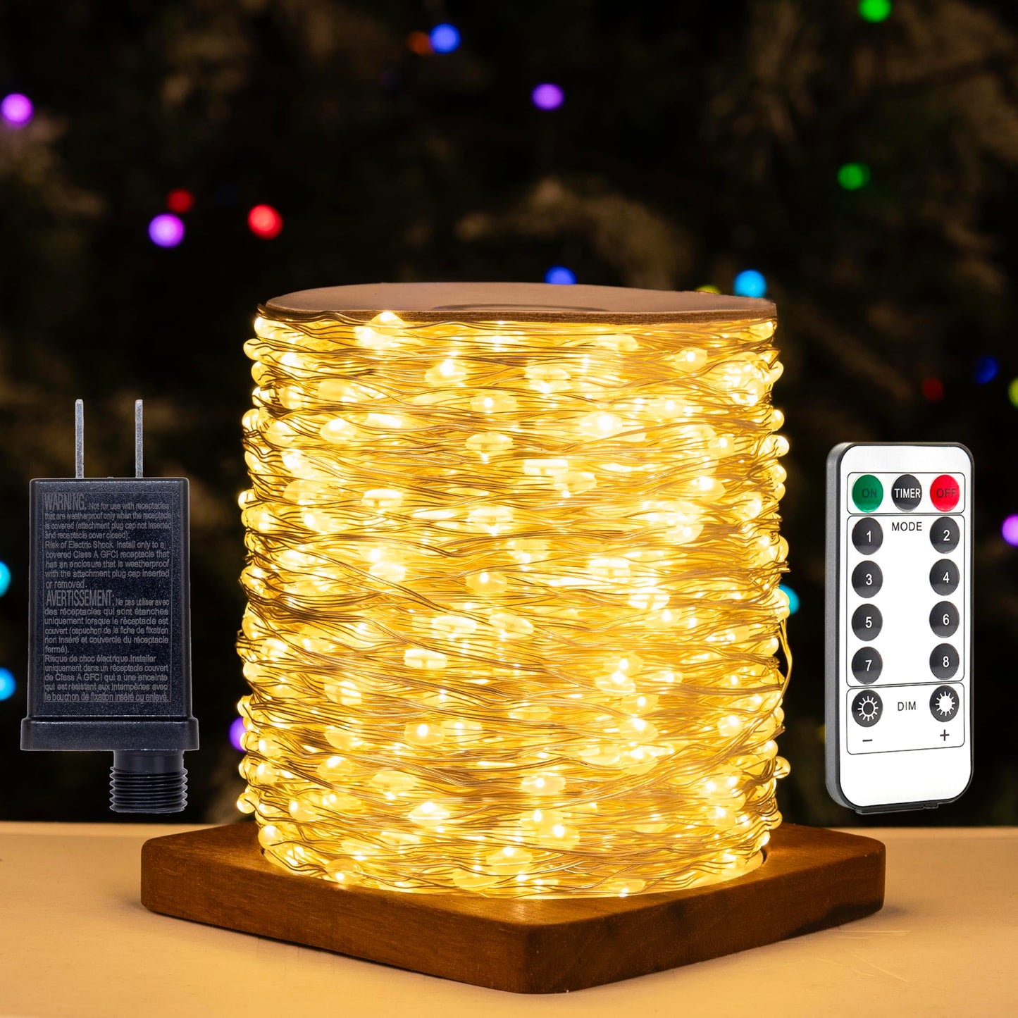 Zeluxdot 66Ft Fairy Lights, 200 Leds Waterproof String Lights, Warm White, Copper Wire, 8 Modes For Indoor/Outdoor Decorations