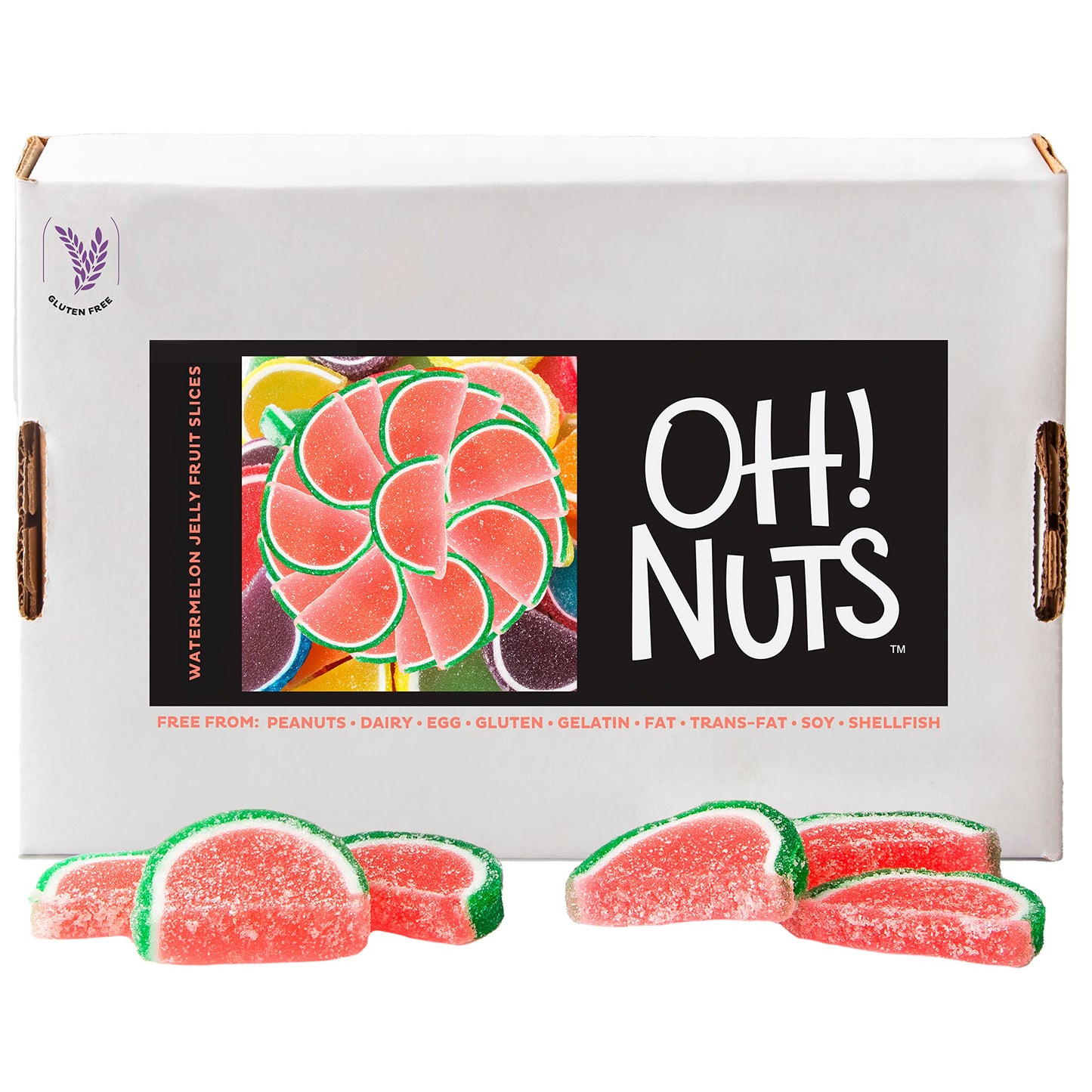 Oh! Nuts Watermelon Jelly Fruit Slices Sugar Candy - 5 LB Bulk Bag - Traditional Old Fashioned Chewy Gummy Sweet Confectionery -