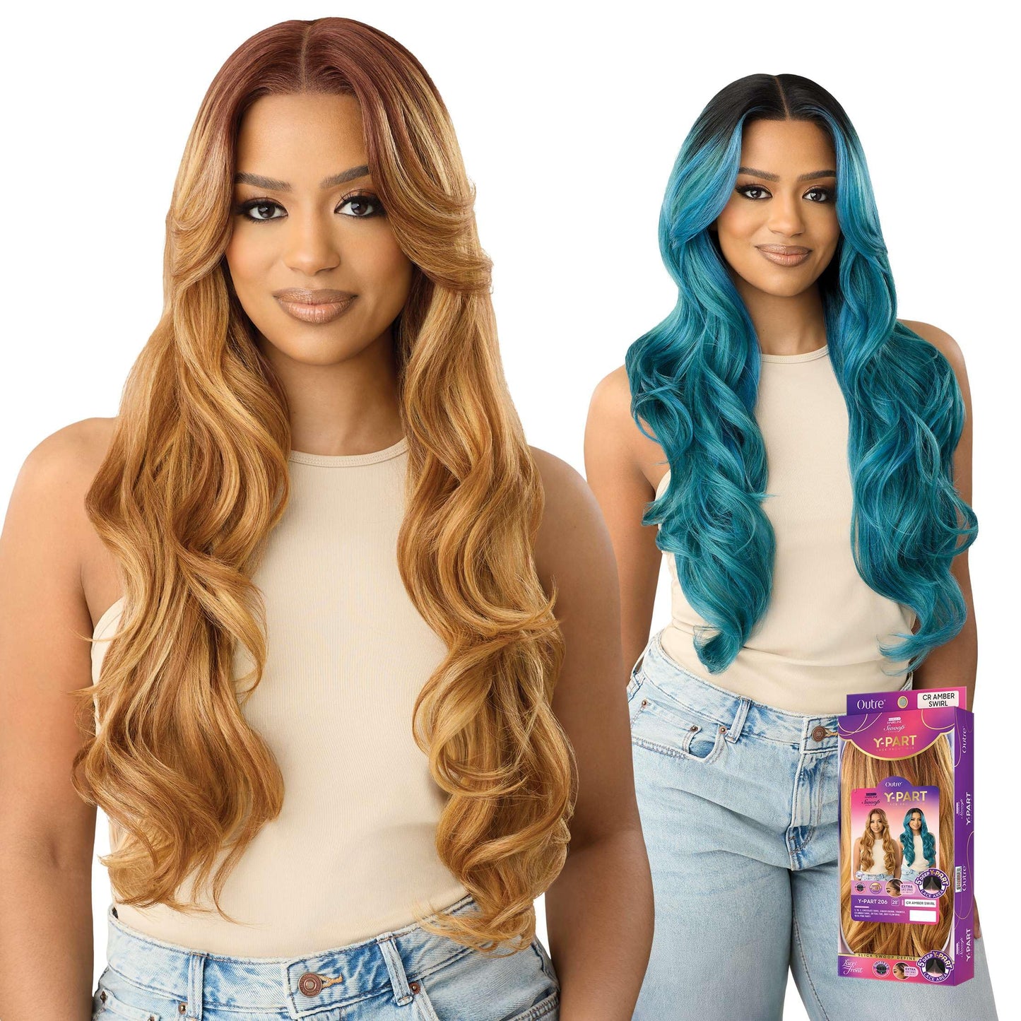 Outre Lace Front Wig - Perfect Hair Line - Swoop Series Y-Part 206 (1B/UL PINK PARTY)