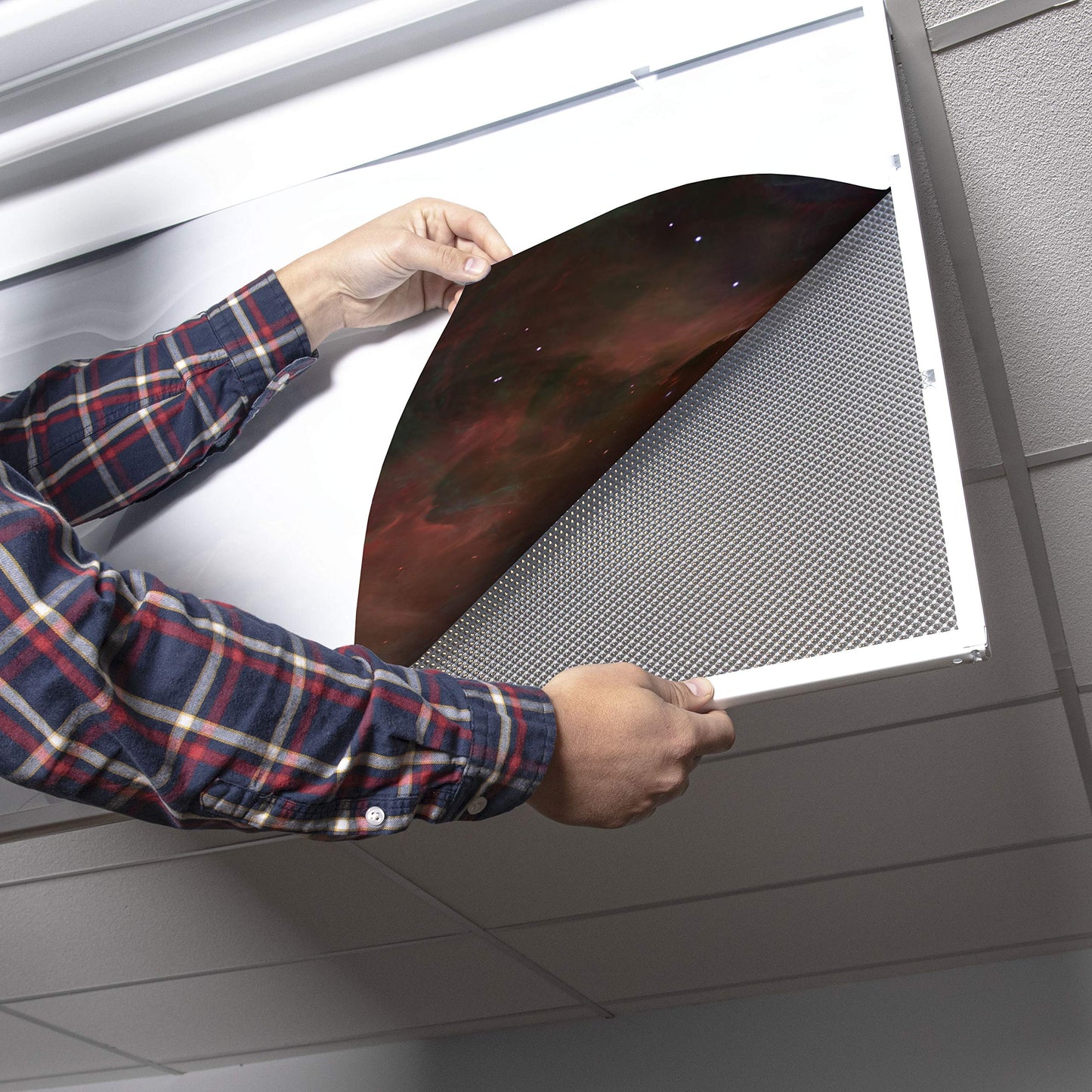 OCTO LIGHTS Fluorescent Light Cover enhanced Backlit Film Insert 2x4in Interstellar Gases Model 005 Pack of 1