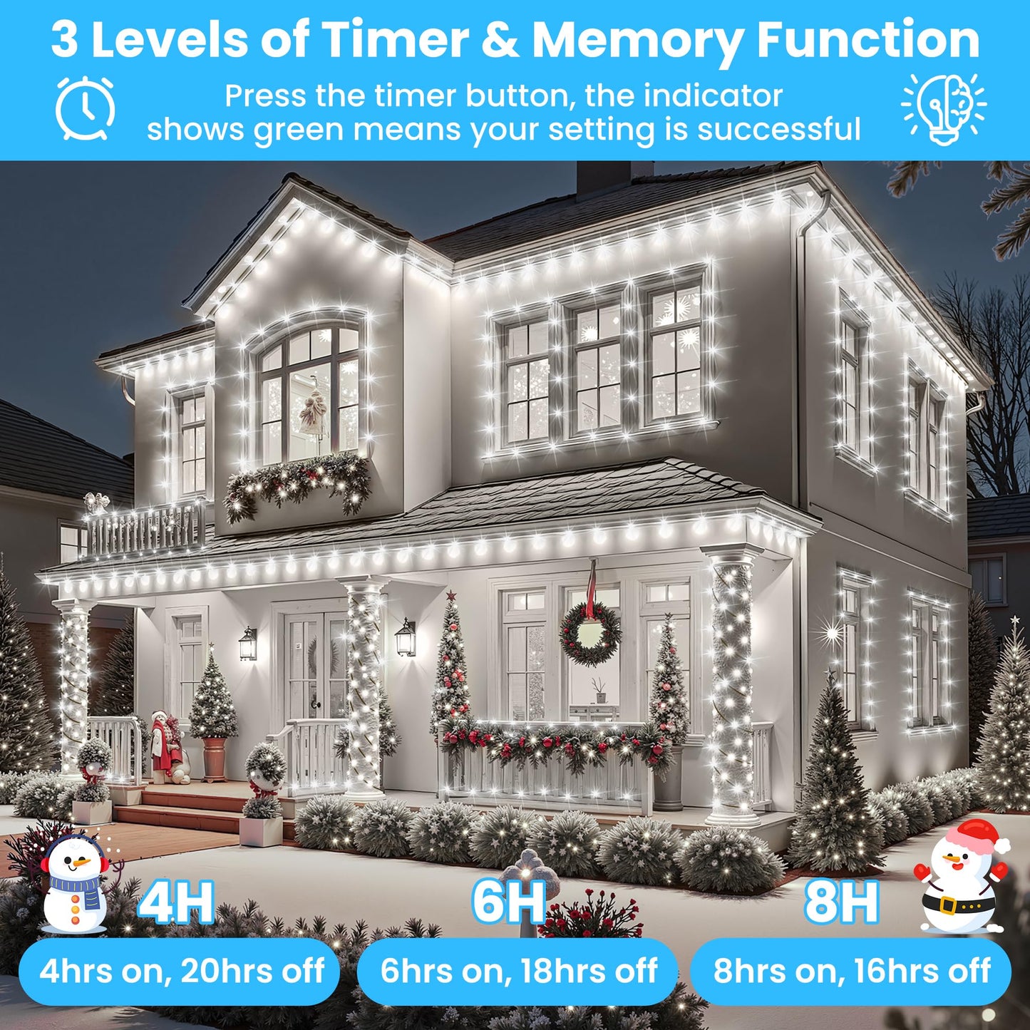 Larkvue 492Ft 1500 Leds String Lights With Remote  Dimmable 8 Modes Timer & Memory Function Fairy Rope Light For Christmas Tree Indoor Decor-Cool White