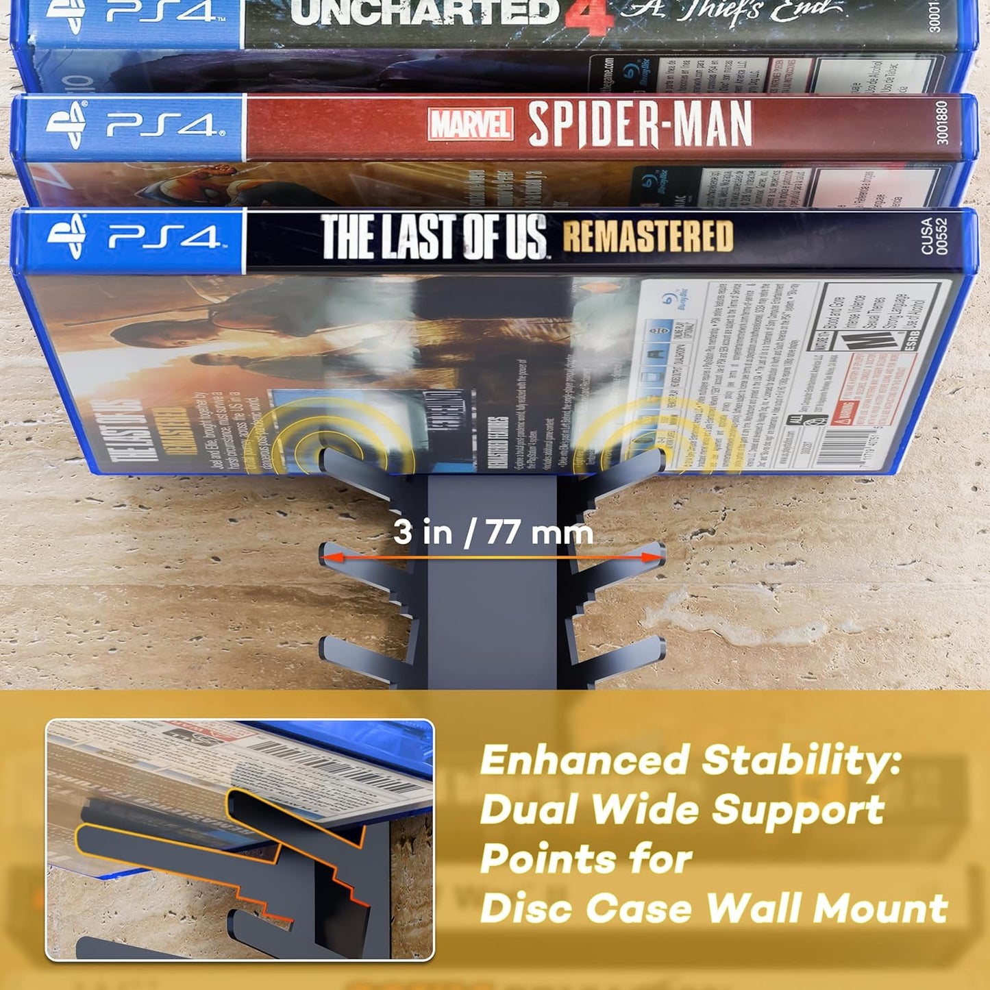 Funturbo Video Game Storage Wall Mount Game Case Holder, Metal Wall Mounted Media Storage Shelves for PS, Xbox, Switch Game Organizer (8-Pack)