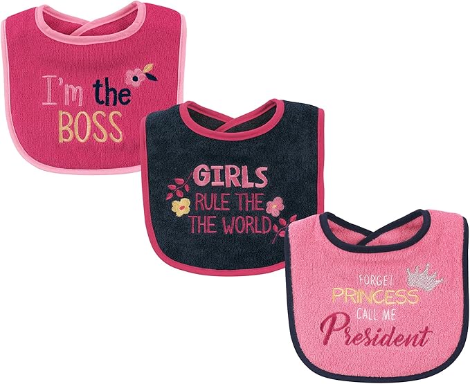 Luvable Friends Unisex Baby Cotton Terry Drooler Bibs with Fiber Filling