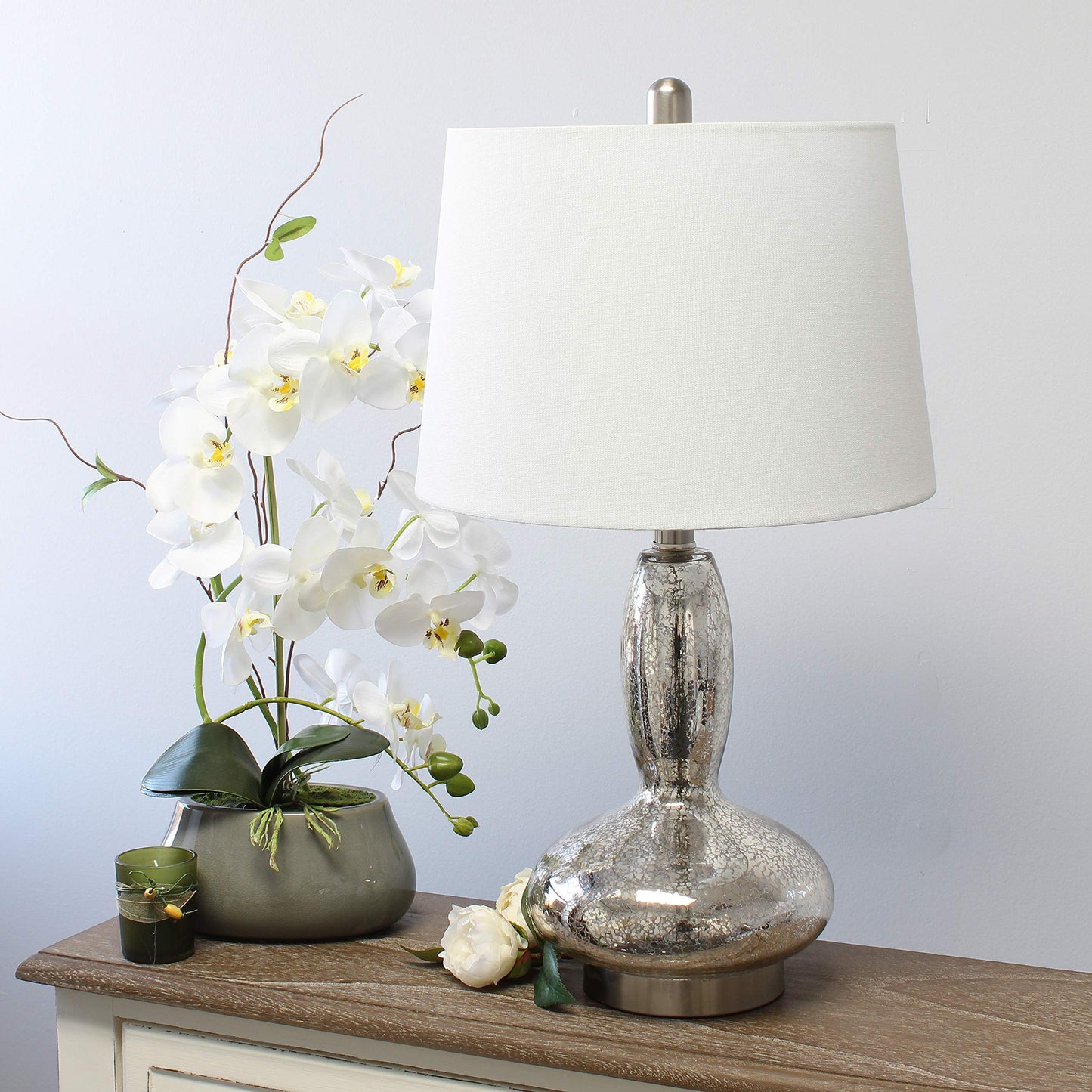Elegant Designs LT3315-MUR Contemporary Glass Table Lamp, Mercury Finish