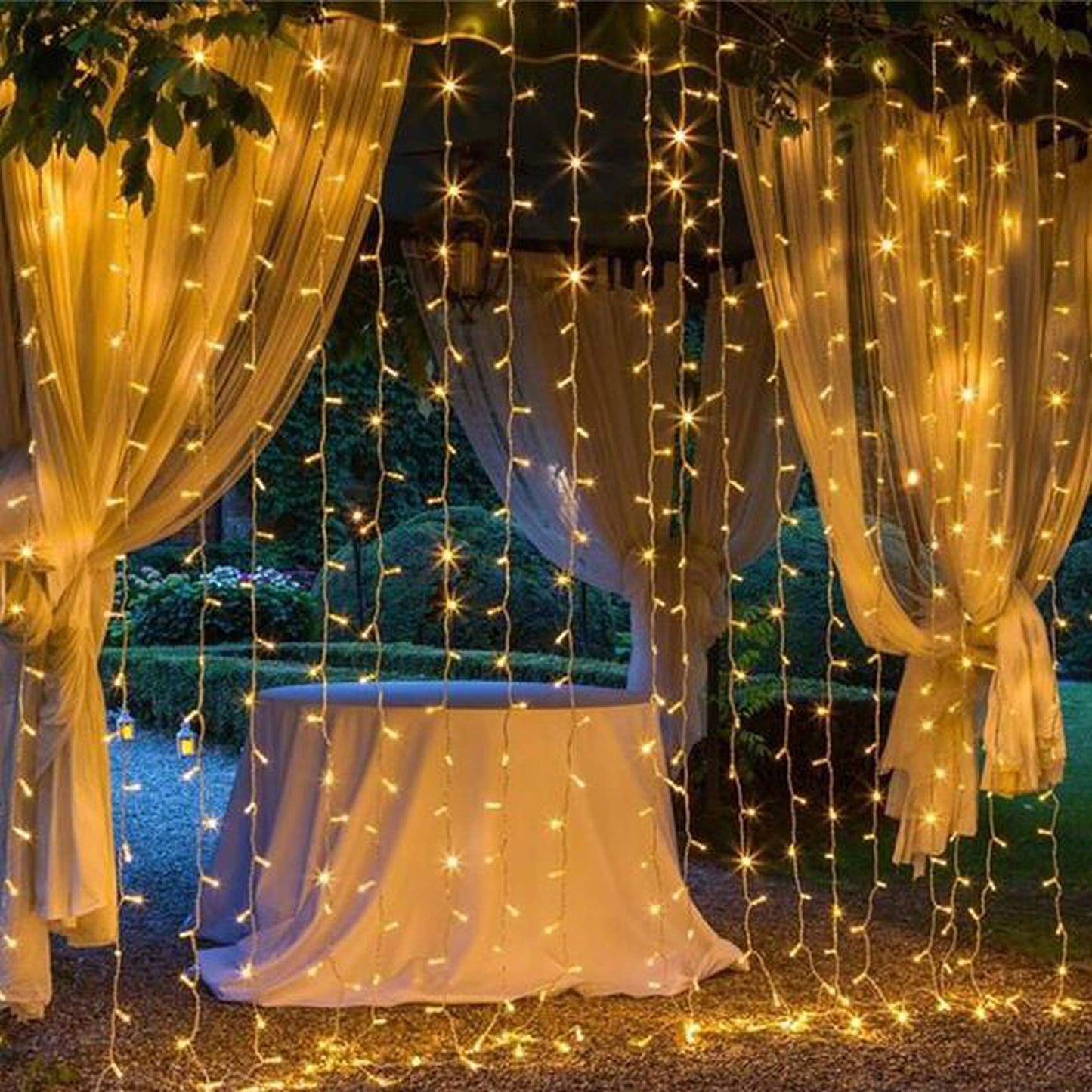 Magictec 300 LED Curtain String Light, 8 Modes, Plastic, Warm White, Model FD-2, Indoor/Outdoor Decorations
