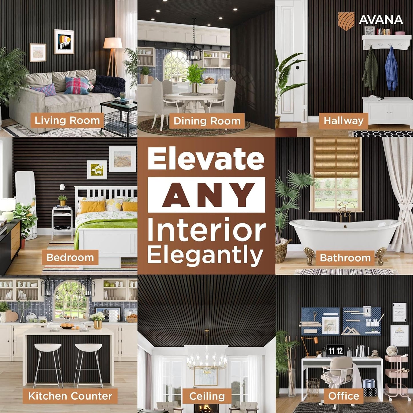 Avana Acoustic Wood Wall Panels – 47.2 x 12.6 Inch Smoke Oak Acoustic Panels 1 PC – Wall Panels For Interior Wall Decor for Homes, Offices, Studios – Modern Sturdy & Durable Wood Panels For Wall