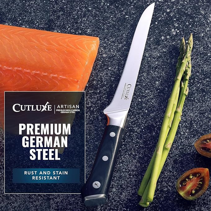 Cutluxe Boning Knife – 6" Razor Sharp Fillet Knife – High Carbon German Steel – Full Tang Ergonomic Handle Design, Grilling Gifts for Men – Artisan Series