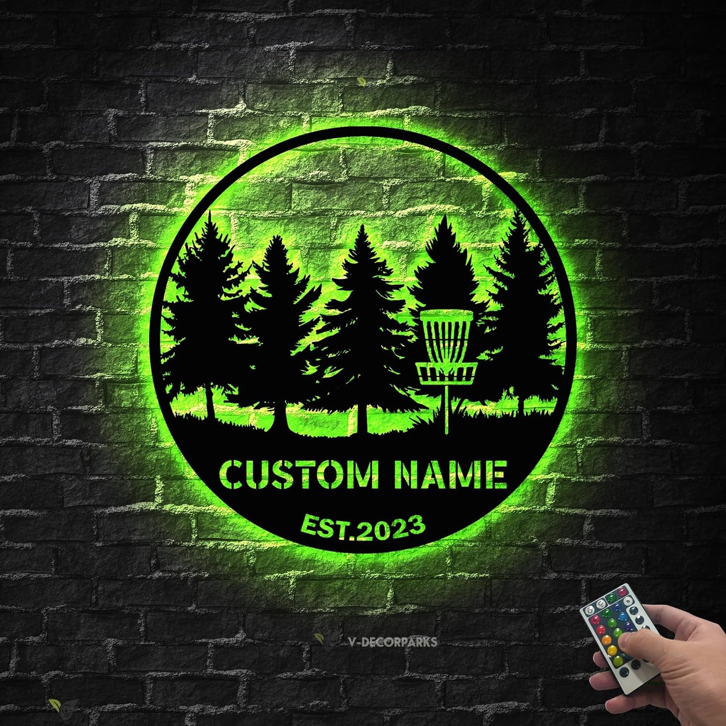 Custom Disc Golf Player Metal Wall Art LED Light – Medal Hanger Display Rack for Golf Awards, Gift for Golfers, Medal Display Hanger Organizer for Bedroom, Office - Ideal for Home Decor & Gift Model-Disc06