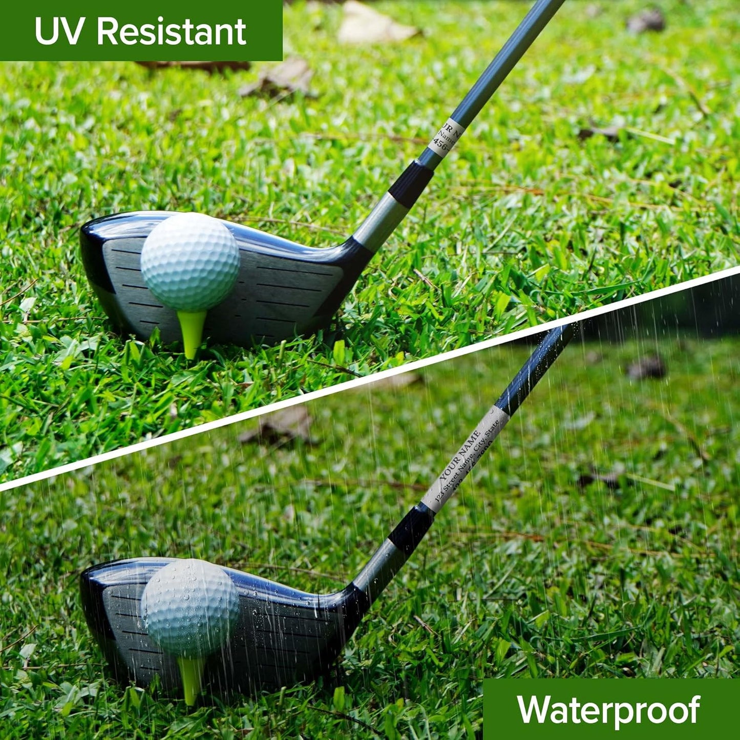 Custom Grey Golf Club ID Labels, Personalized Golf Club Name Sticker,0.75x2 Inches, Set of 30, 4 Mil Vinyl Decal Stickers Weather Resistant, Made in USA by My Sign Center