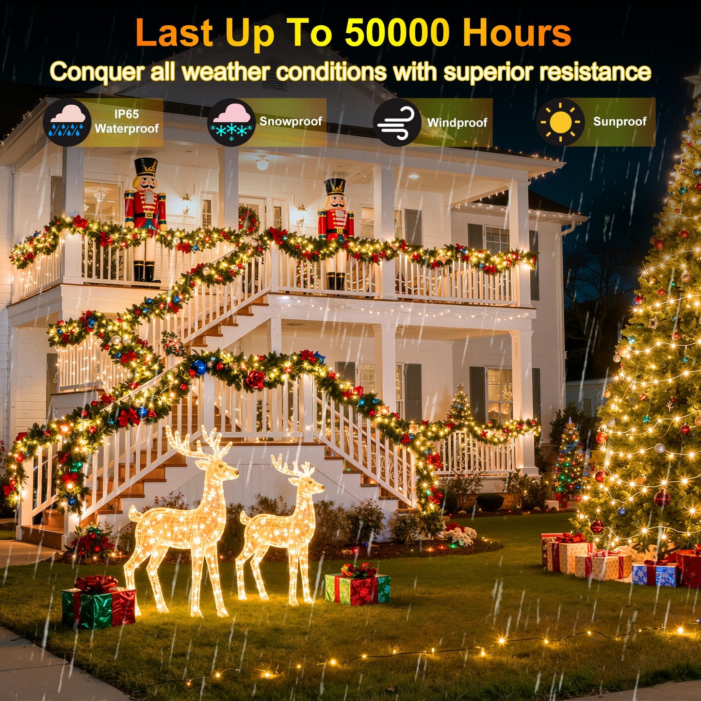 350Led Christmas Lights Indoor Outdoor  90Ft 12 Modes Warm White Led String Lights With Timer Dimmable  Waterproof Tree Lights For Xmas Patio Yard Fence Bedroom Wedding Garden Decor Warm White