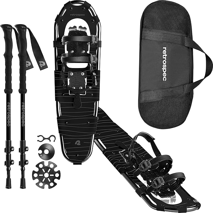 Retrospec Drifter Snowshoes & Trekking Poles Bundle with Adjustable Bindings - Lightweight Aluminum Snow Shoes for Women &...