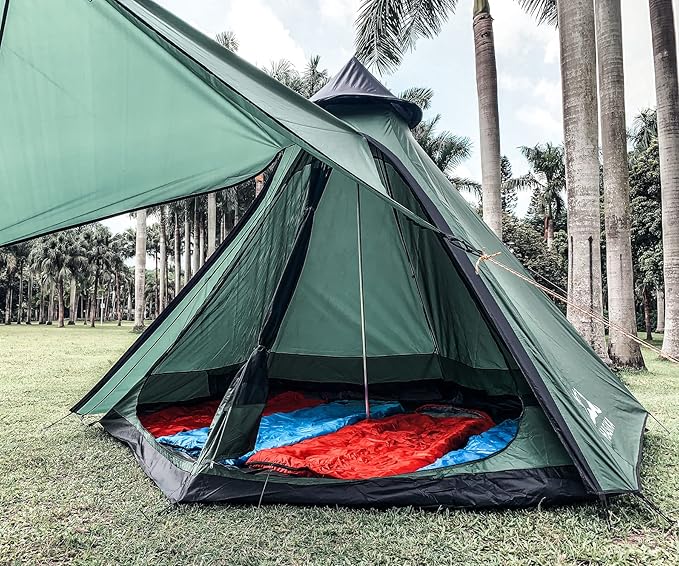 Camping Tent 2-4 Person Screen Tent Double Layer with Floor Waterproof Windproof 4 Season Large Space 12x10x8ft Outdoor Family Event
