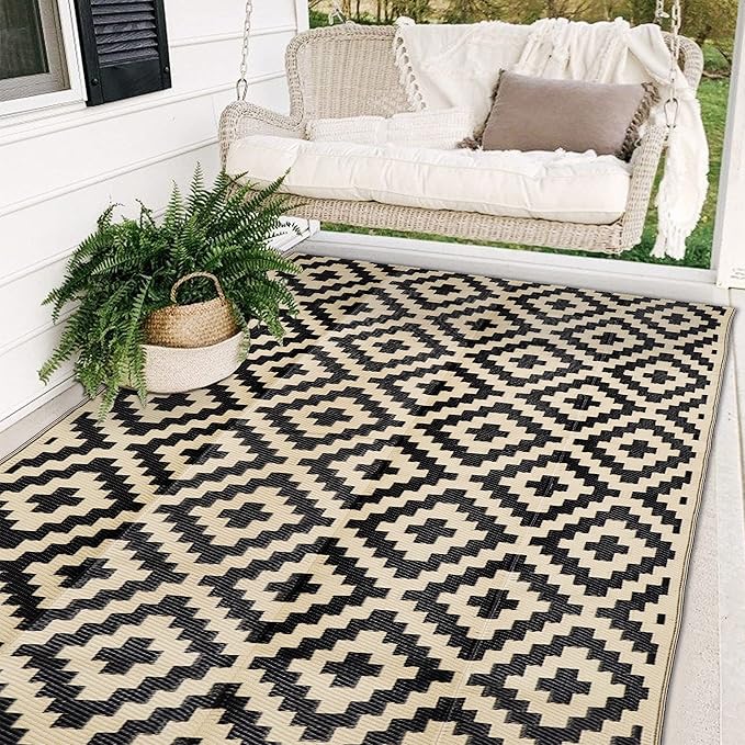 SAND MINE Waterproof Outdoor Rug 5x8 ft, Plastic Reversible Rug, Modern Area Rug, Large Floor Mat for Outdoors, RV, Patio,...