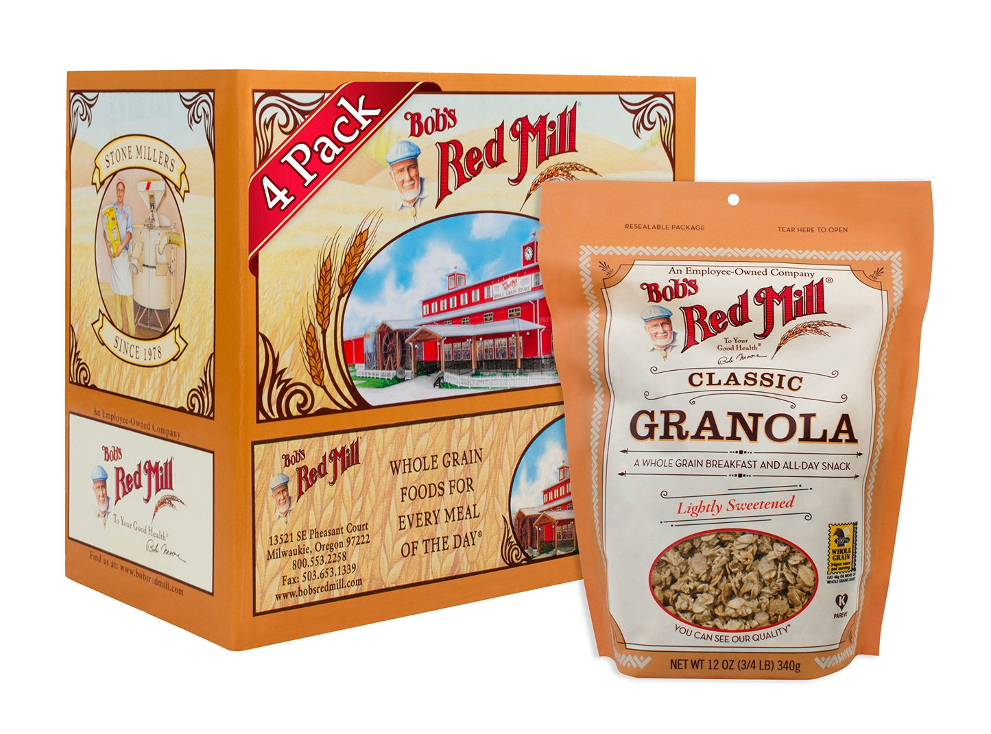 Bob S Red Mill Classic Granola, 12Oz (Pack Of 4) - Whole Grain, Kosher