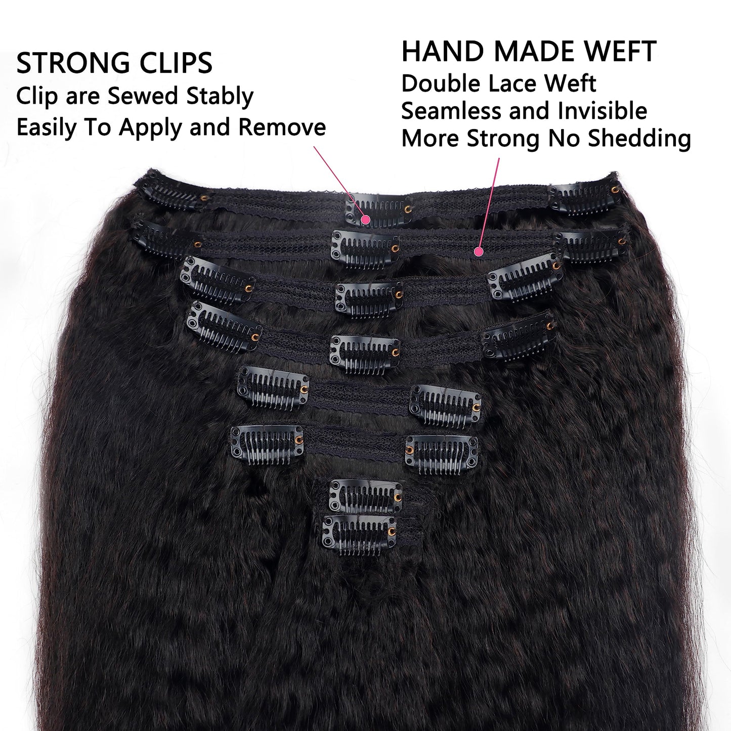 Mihugass Clip in Hair Extensions Real Human Hair Clip Ins 100% Unprocessed Brazilian Virgin Hair Clip on Hair Extensions Kinky S