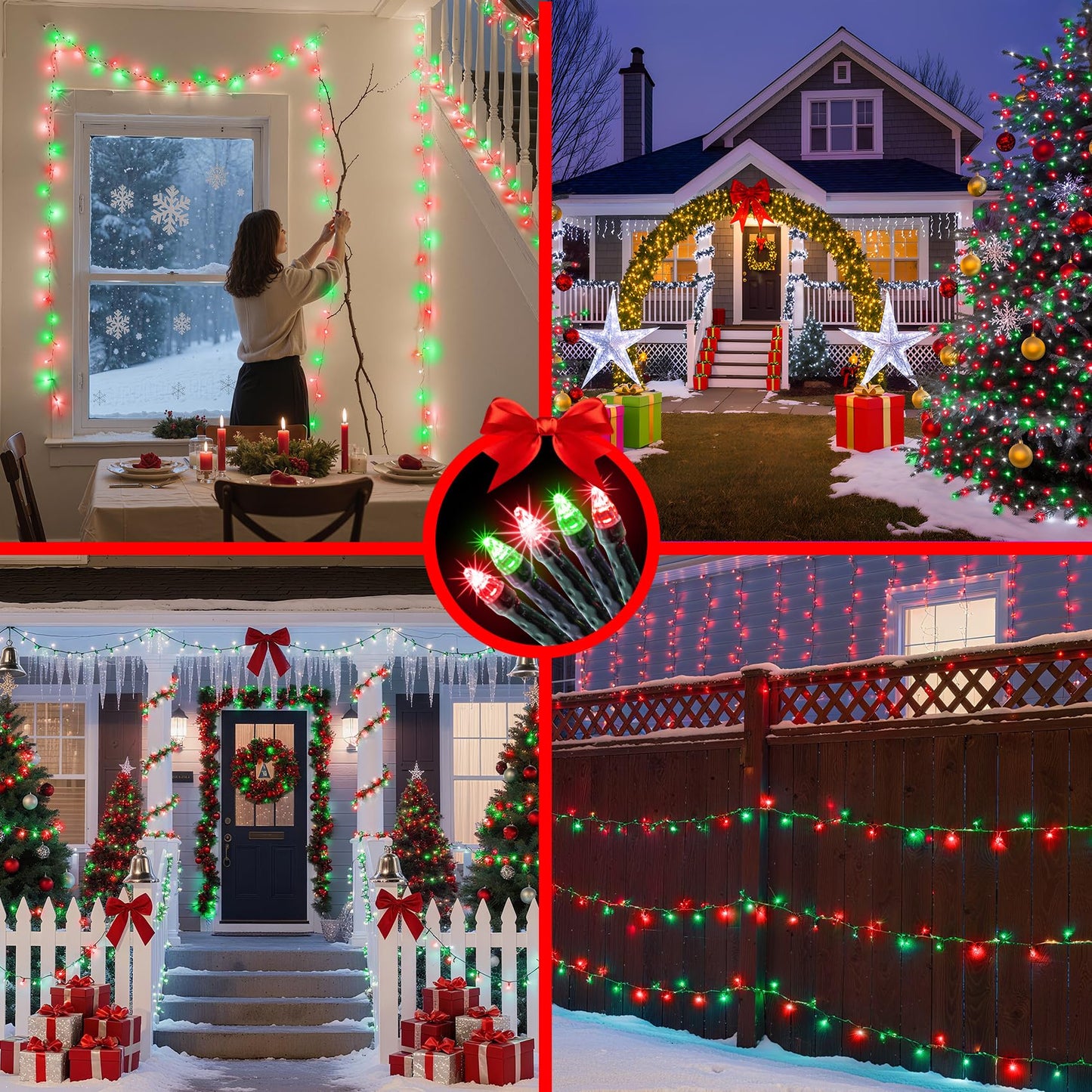 1500 Led 470Ft Christmas String Lights Outdoor  12 Pro Modes And Timer Memory & Brightness  Plug In Waterproof Dark Green Wire Twinkle Light For For Xmas Yard Tree Wedding Party Decor (Red & Green)