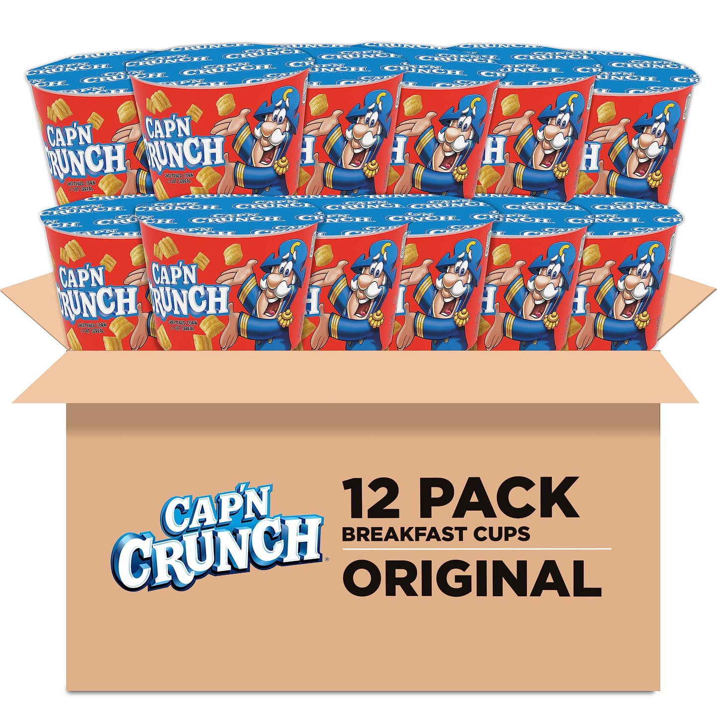 Cap N Crunch Breakfast Cereal, Original, 1.51oz Individual Cups (12 Pack)