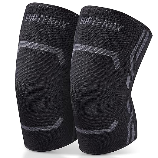 Bodyprox Knee Compression Sleeve for Men and Women (2 Pack), Knee Support Brace for Running and Work out (Large)