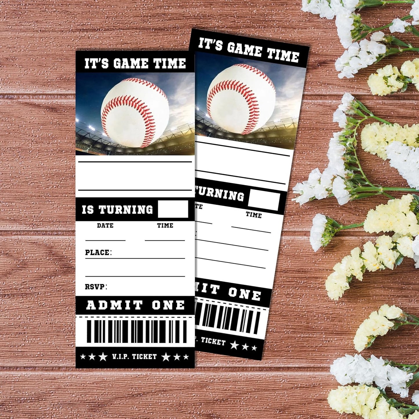 20 Baseball Game Ticket Invite Cards-Baseball Birthday Invitation with Envelopes for Teens kids Adults-Sports Birthday Cards-Party Favor & Supplies (3×8 inch)-A08