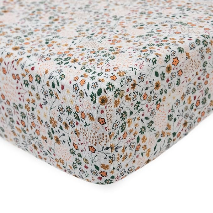 Little Unicorn Premium Changing Pad Cover | Extra Soft & Breathable Muslin Fabric (Pressed Petals)