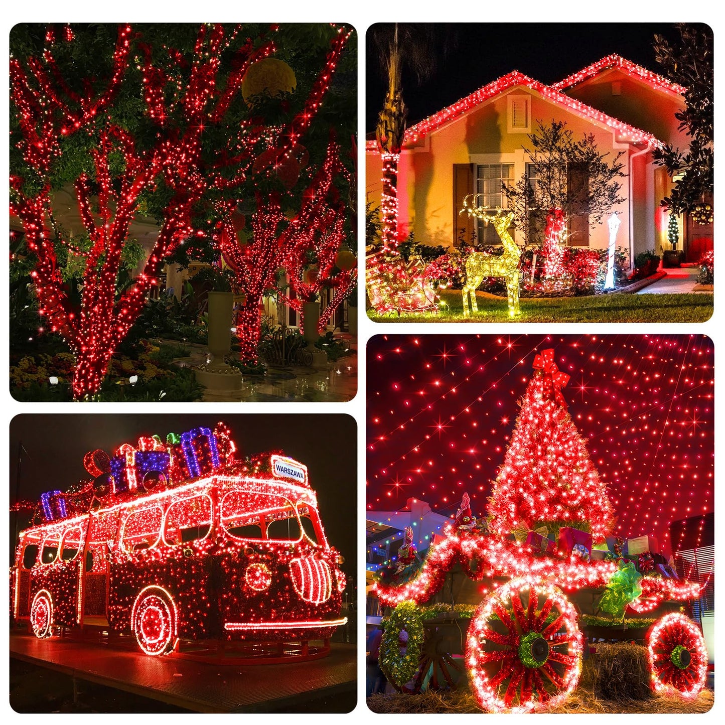 KNONEW 1000 LED Christmas String Lights, 403FT Green Wire, Waterproof, 8 Modes, Red, Model KN-1000-LIG168-01