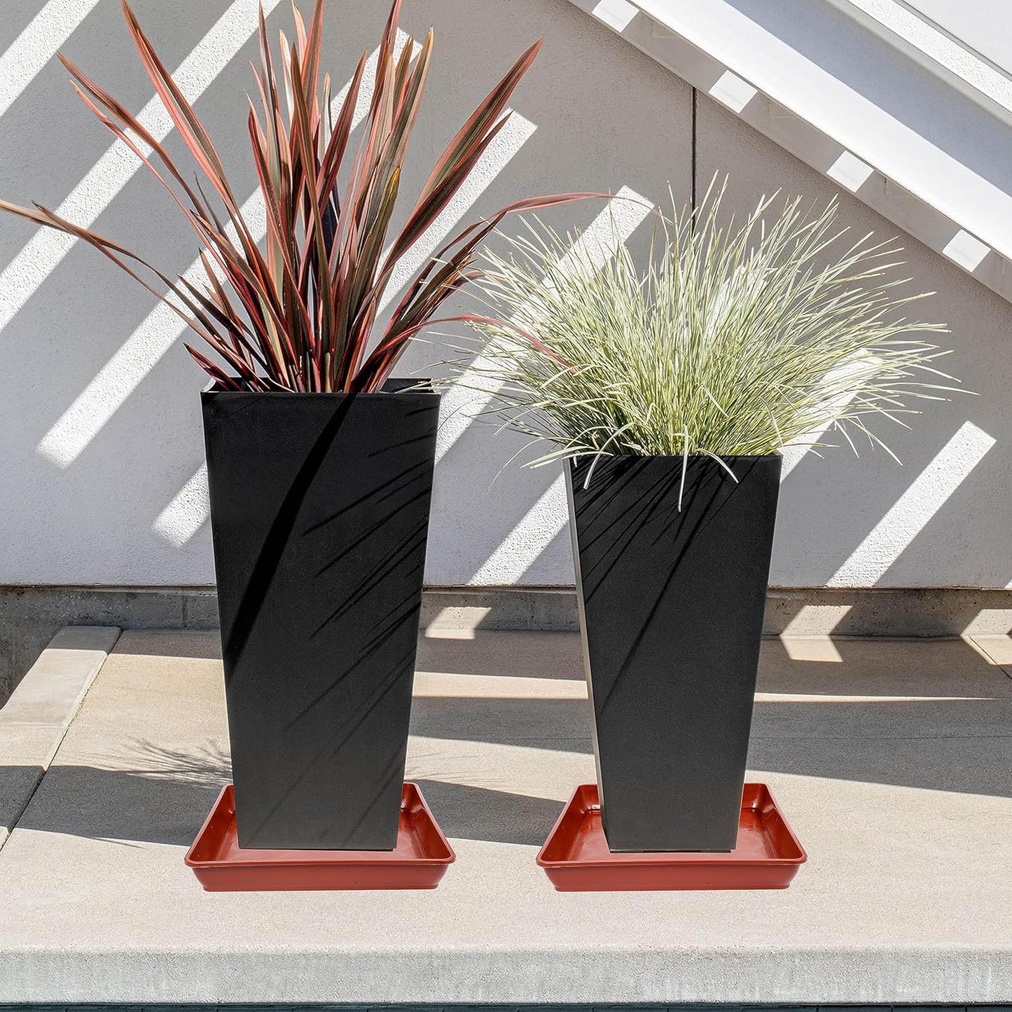5 Pack Square Plant Saucer, Plastic Plant Water Dray Tray 6 Inch, Heavy Plant Trays for Pots, Planters for for Pots Base Indoors and Outdoors Plants.(6 inch, Terracotta