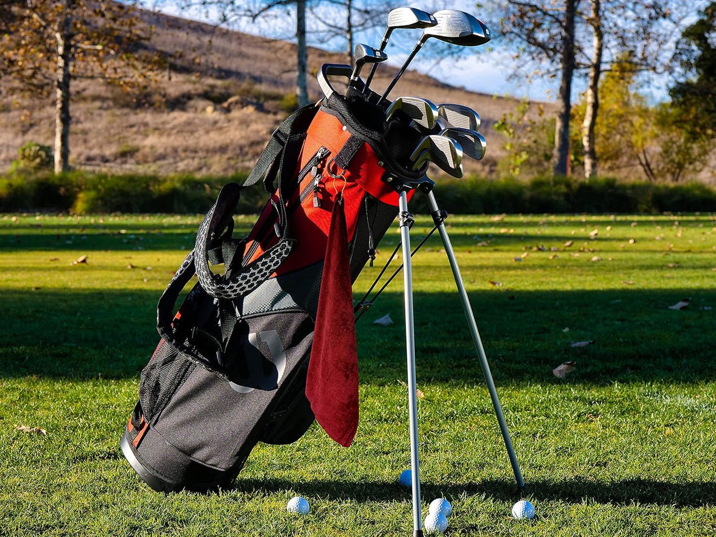 Cotton Golf Bag Towel with Clip (Burgundy)