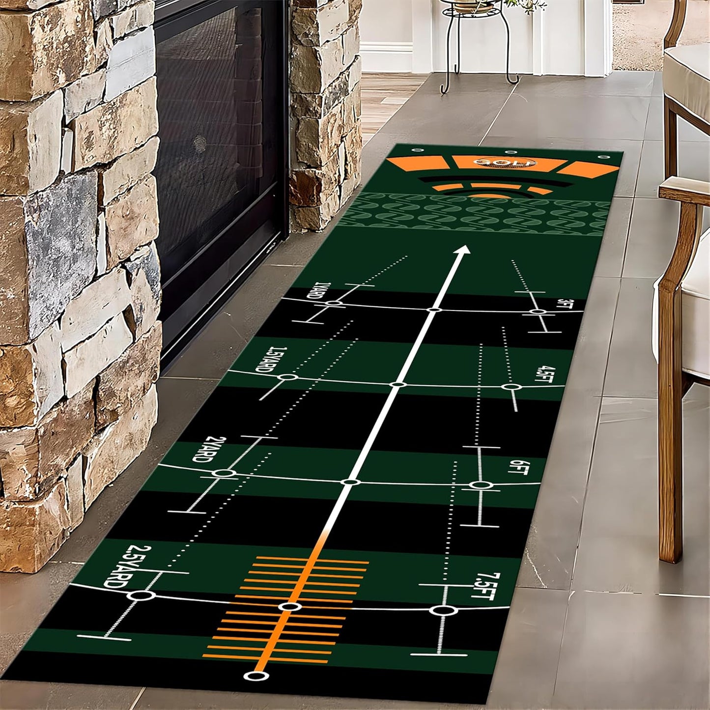 Sports Golf Runner for Entryway, 3.3x10ft, Golf Course Bedroom Rug, Cozy Soft Home Decor Absorbent Kids Carpet, Foldable Washable Breathable Anti-Slip Rug for Front Door Dining Room