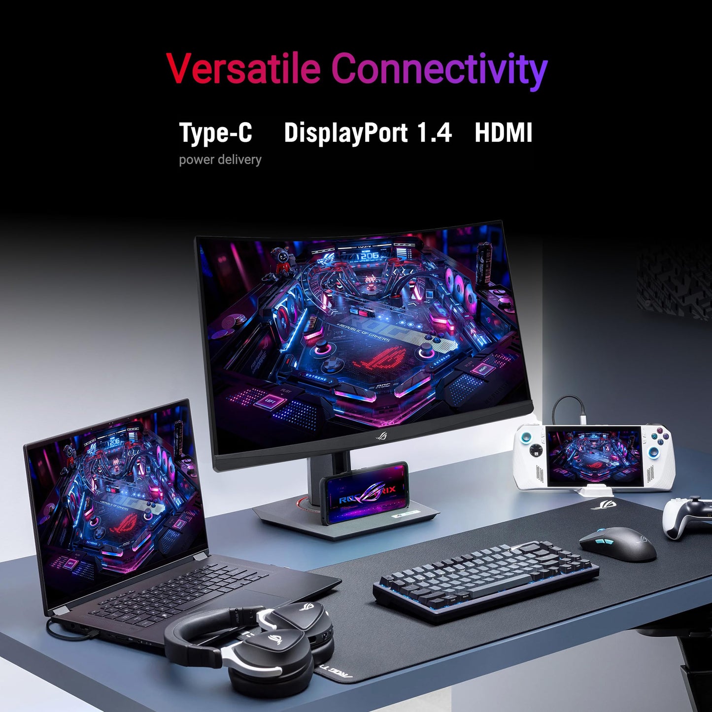 ASUS ROG Strix 32” 1440P USB-C Curved HDR Gaming Monitor (XG32WCS) - QHD, 180Hz, 1ms, Fast VA, Extreme Low Motion Blur Sync, FreeSync, DisplayWidget, Tripod Socket, AI Technology, 3 yr Warranty