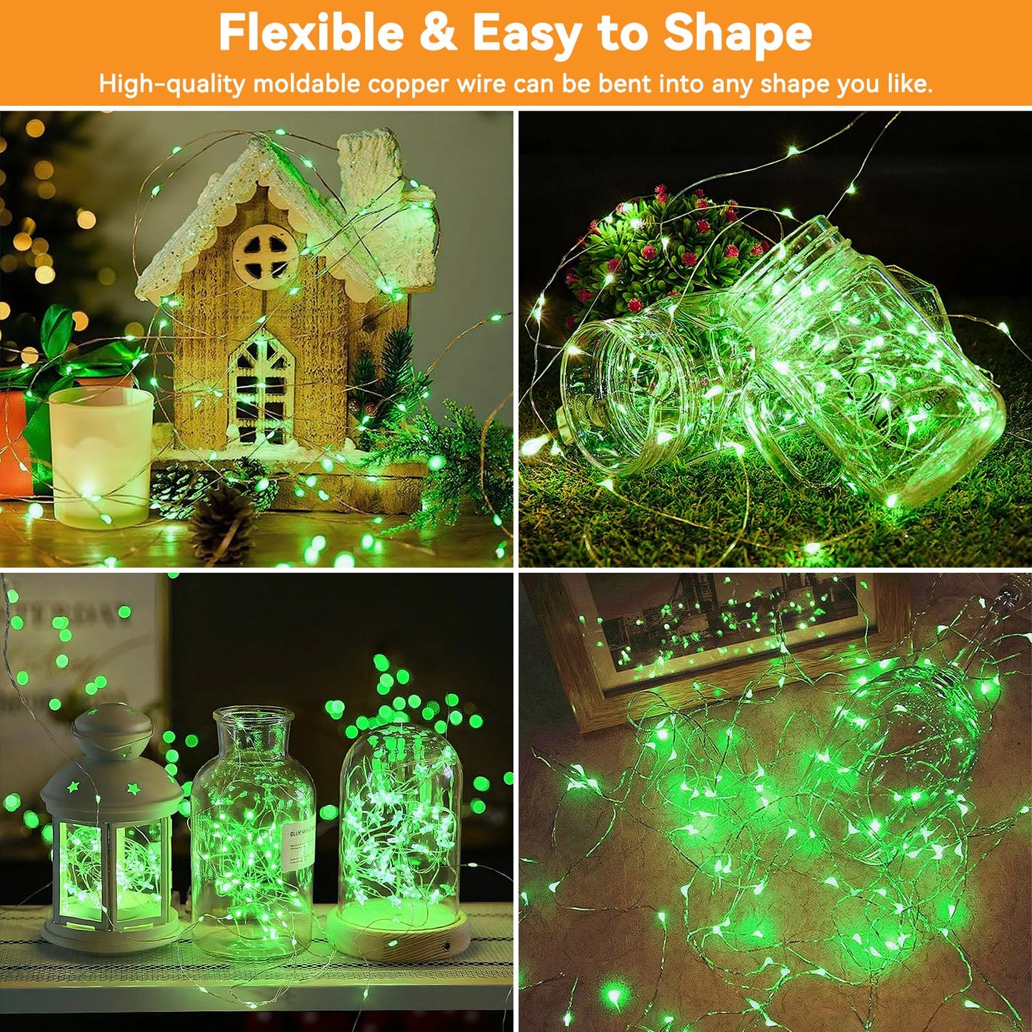 Solar String Lights Outdoor Waterproof 2 Pack Total 66Ft 200Led 8 Modes Twinkle Lights Solar Fairy Lights For Patio  Garden Yard Party Wedding Tree Christmas Halloween Decoration  Green