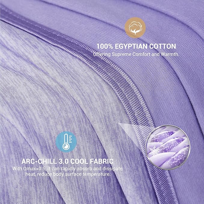 Elegear Revolutionary Cooling Blanket Queen Absorbs Heat to Keep Body Cool for Night Sweats, Arc-Chill 3.0 Cool Fiber Q-Max>0.5 for Hot Sleepers, Lightweight Summer Cold Blankets for Sleeping, Purple