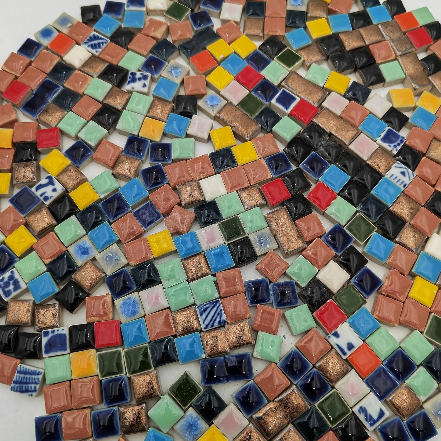 500g/1.1lb Random Color Irregular Ceramics Mosaic Tiles,DIY Making Creative Ceramic Mosaic Tiles for DIY Craft Plates Flowerpots Vases Cups Mosaic Making Supplies (Mix Square)