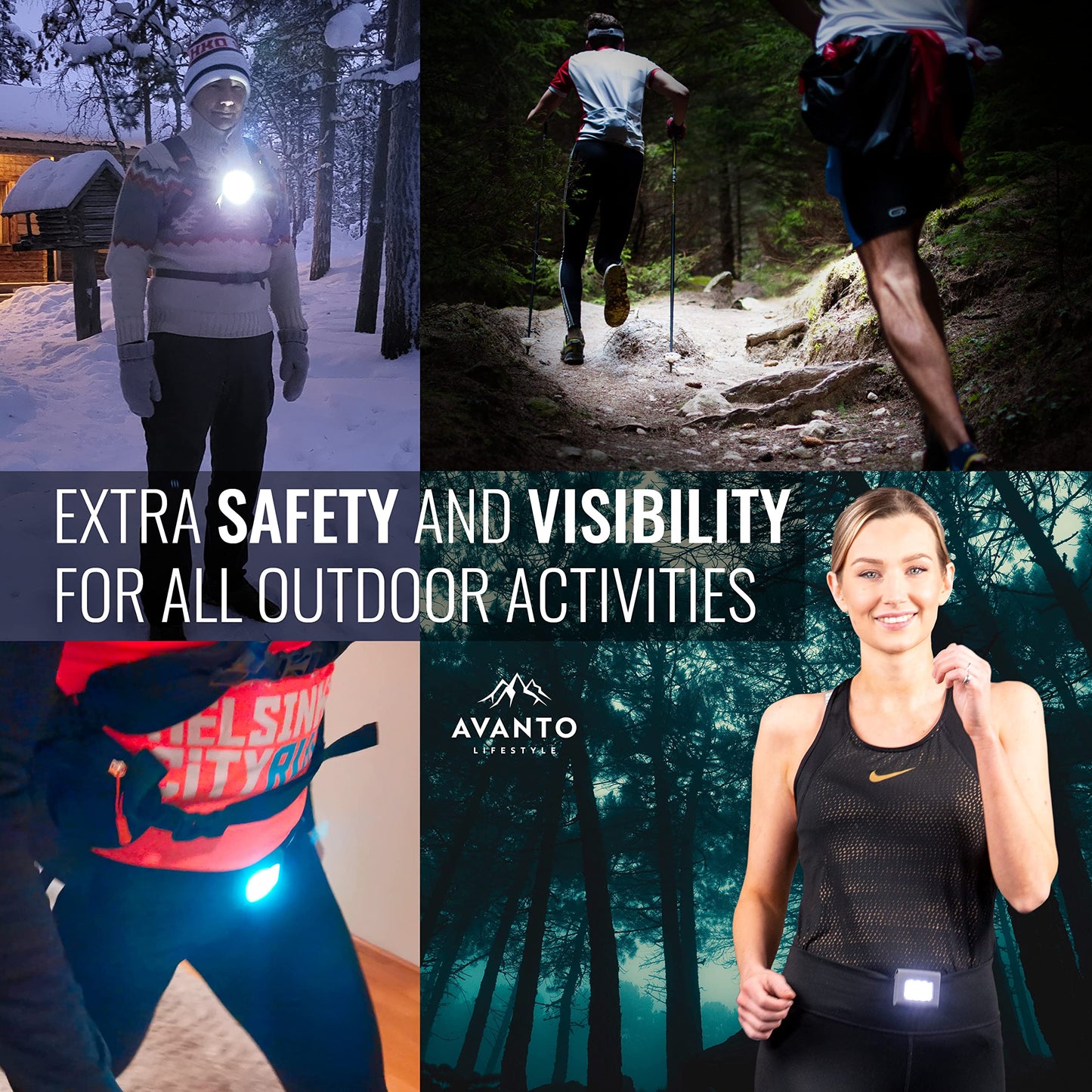 Avanto Clip On Running Light 200 Lumen USB Rechargeable Black 2-pack, Model Dogcollarlight