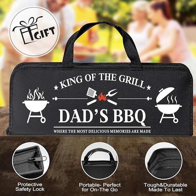 Christmas Dad Gifts from Daughter, Dad Grilling Accessories Gift for Birthday, Heavy Duty Stainless Steel Grill Set BBQ Grill Tools for Outdoor Grill with Aluminum Case, Grill Utensils Set