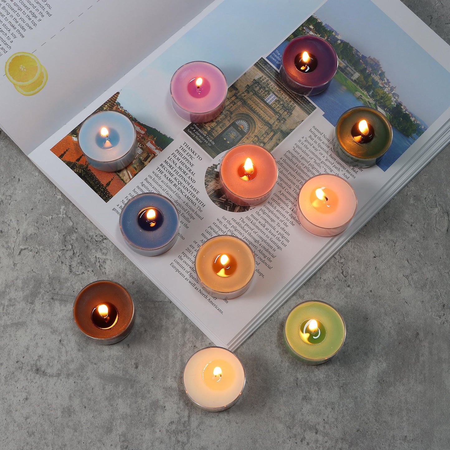 Linegohts Assorted Scented Tea Light Candles - 4 Pack - Soy Wax - Wild Bluebell - 4 Hours Burn Time - Perfect For Weddings & Events