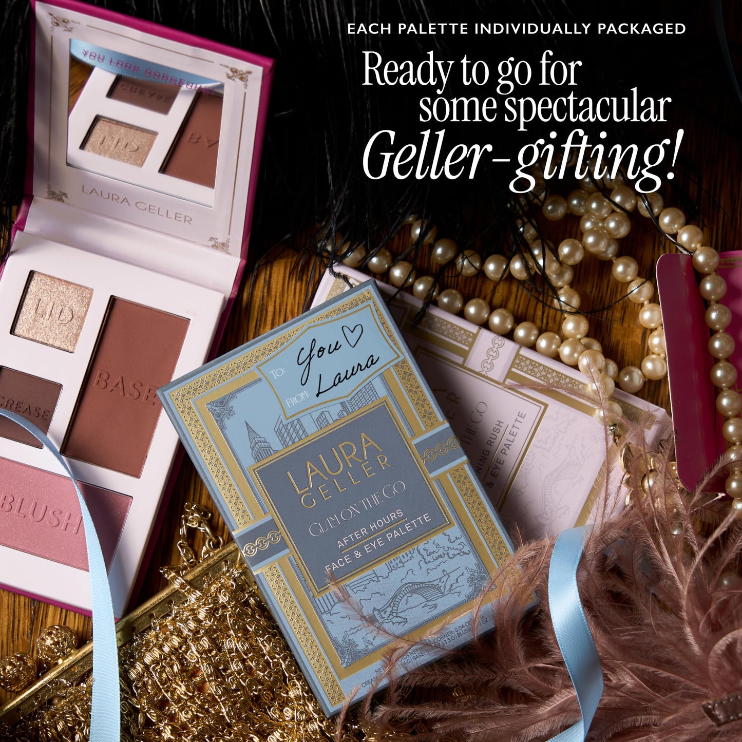 LAURA GELLER NEW YORK Glam On the Go Eyeshadow & Blush Palettes - Each Set Includes Three Palettes - Ready for Gifting - Easy to