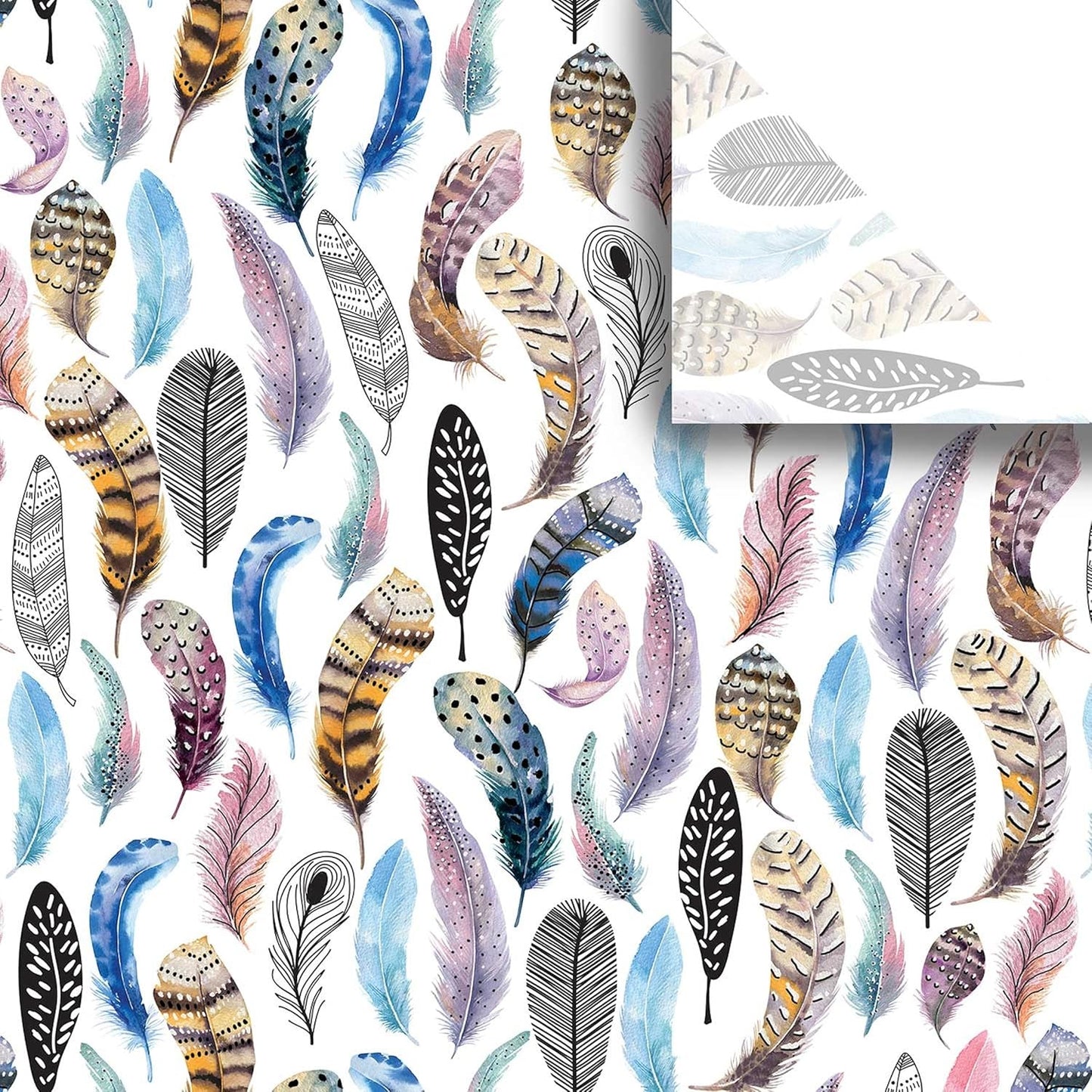Colors of Rainbow - Feather - 12 Sheets, 20 inch X 29 inch - Italian Print Tissue Paper for Decoupage Gift Basket Gift Bag Party Crafts (Feather)