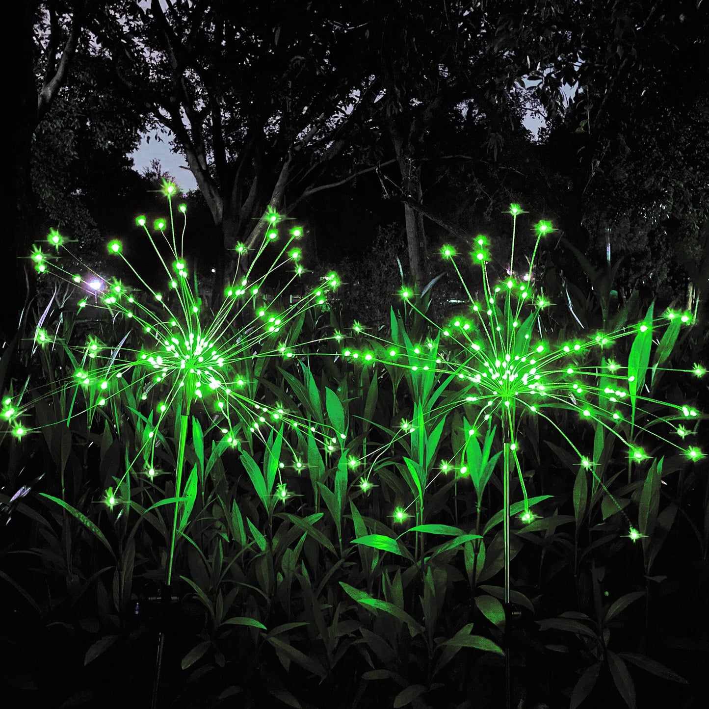 JJGoo Solar Garden Lights, 120 LEDs, 2 Lighting Modes, Waterproof, 2 Pack, Green