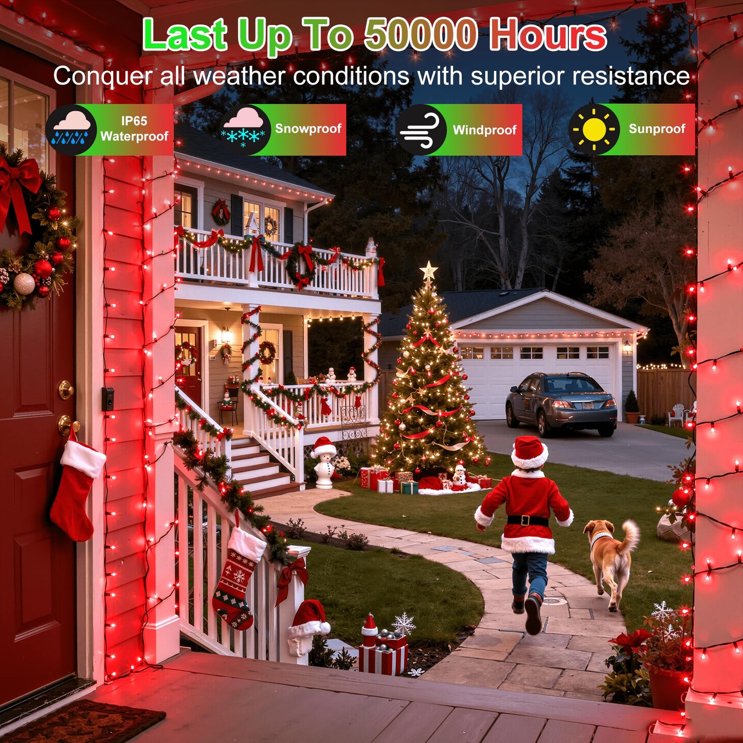 Xikengshq 750Led Christmas Lights Outdoor Use  240Ft 12 Modes Red Led String Lights With Timer Dimmable  Waterproof Christmas Tree Lights For Xmas Patio Yard Fence Balcony Garden Party Decor Red