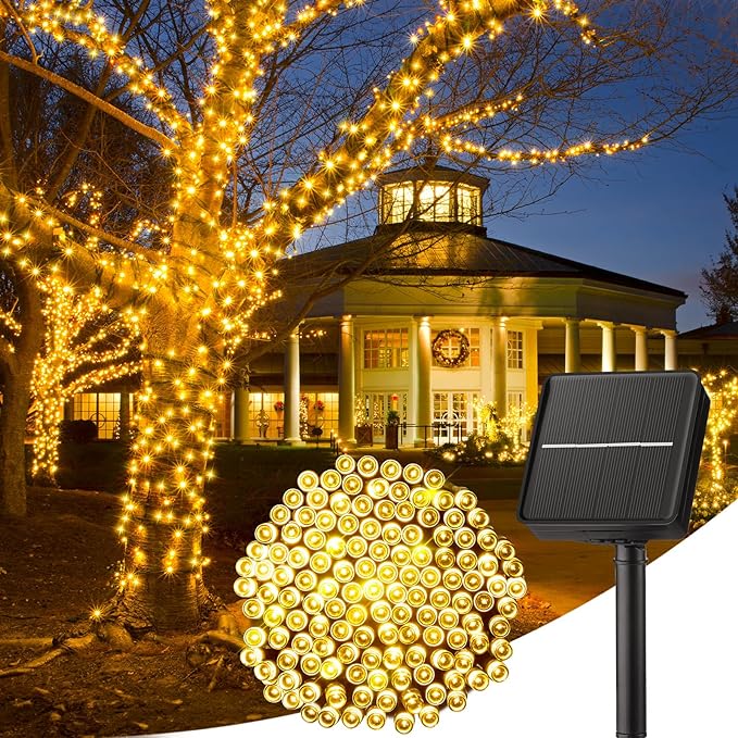 Minetom Solar String Lights Outdoor Waterproof- 40 FT 100 LED Solar Powered String Lights with 8 Lighting Modes, IP65 Wate...