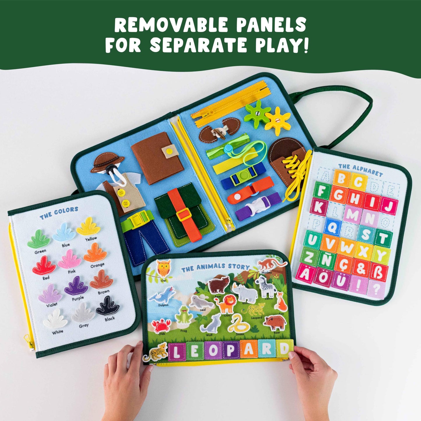 BONNYCO Busy Board for 1 Year Old Animals Montessori Busy Book for Toddlers 1-3 2-4, Felt Quiet Book Baby, Montessori Toys, Toddler Learning Toys Travel Airplane Car | Educational Activity Board